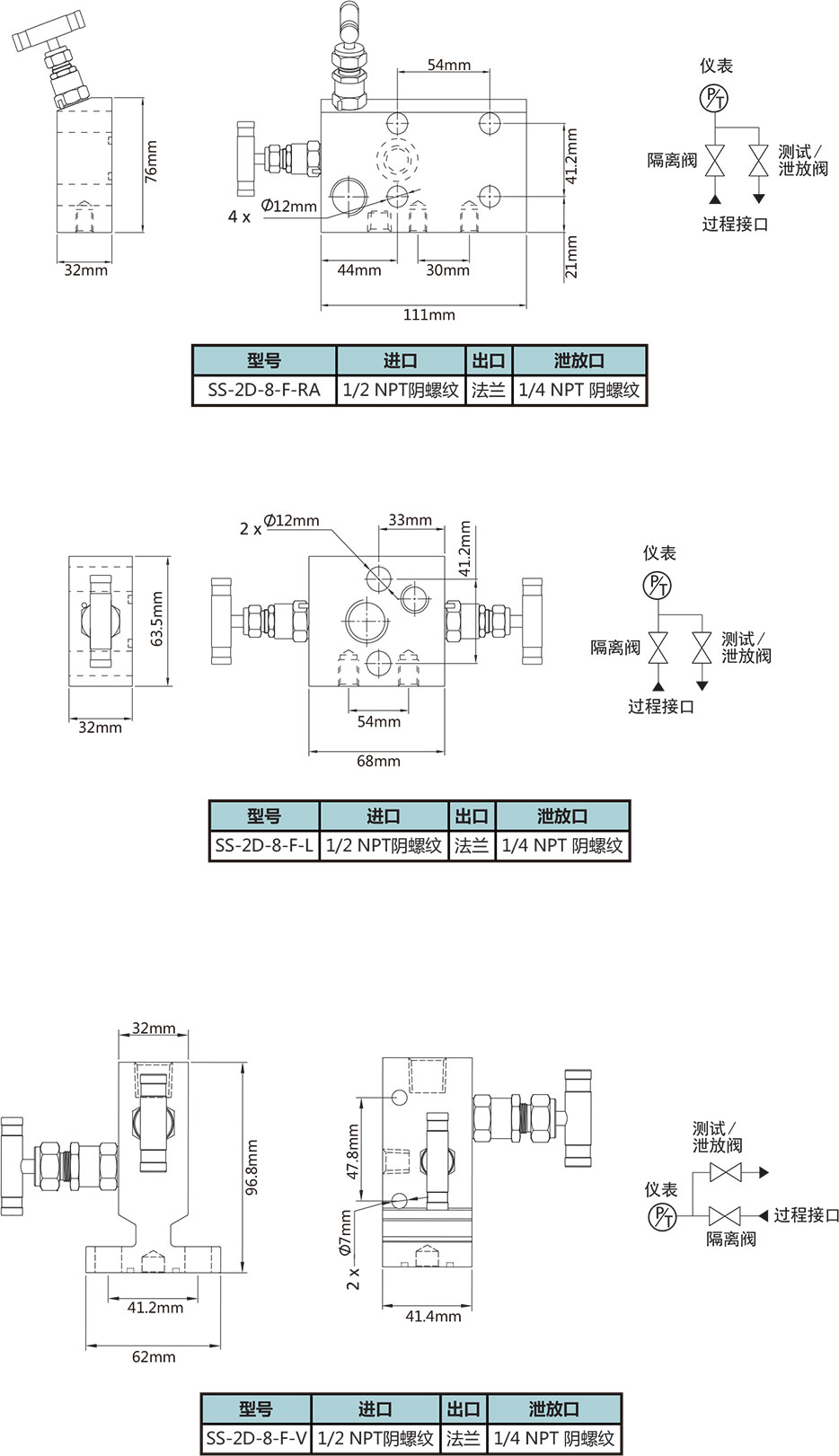 二阀组共面安装