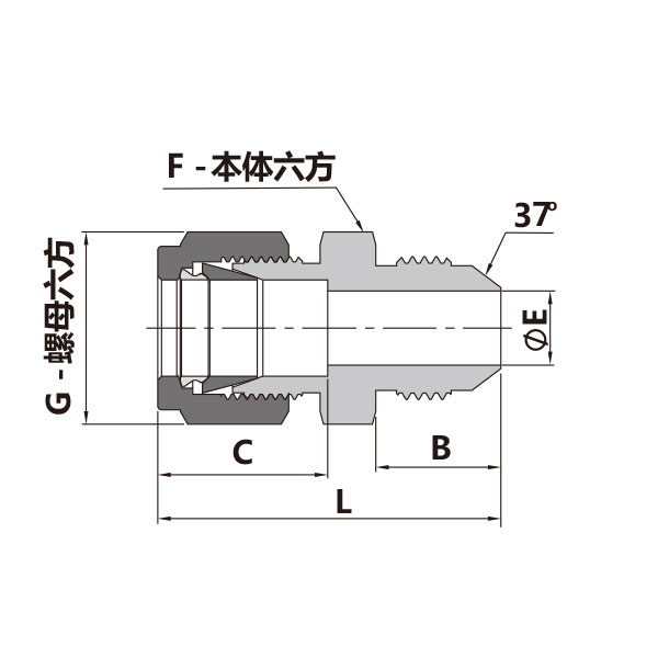 卡套转37°扩口直通接头