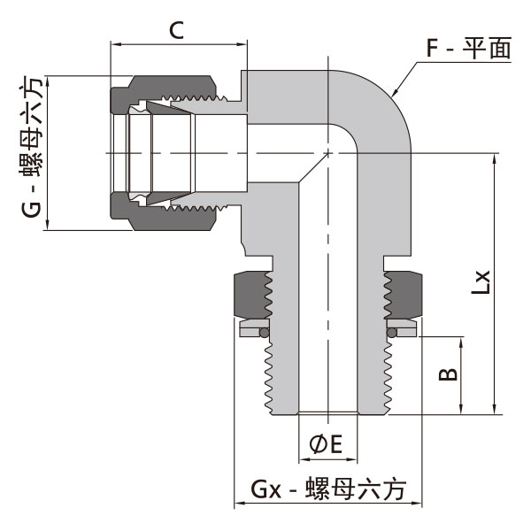 卡套转SAE/MS外螺纹可调弯通接头