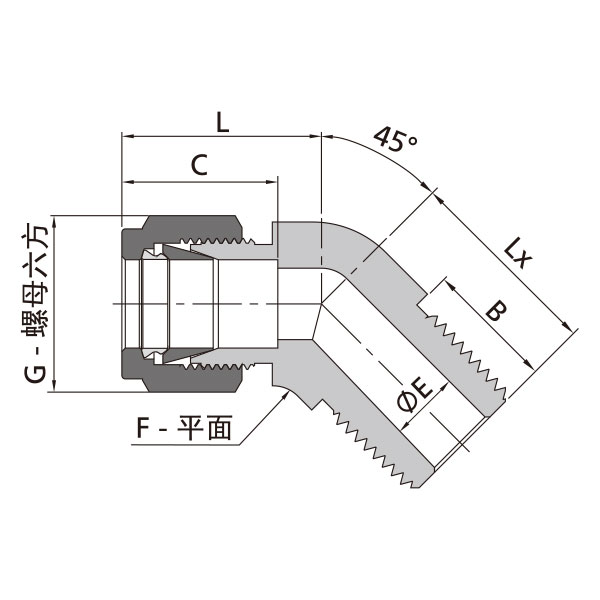 卡套转NPT外螺纹45°弯通接头