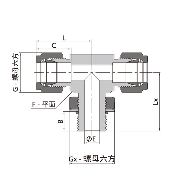 支管可调SAE/MS外螺纹卡套三通接头