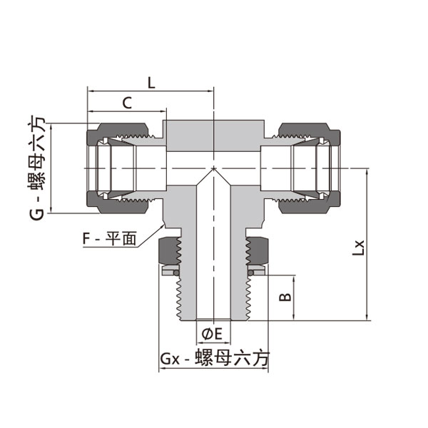 支管可调ISO平行外螺纹卡套三通接头